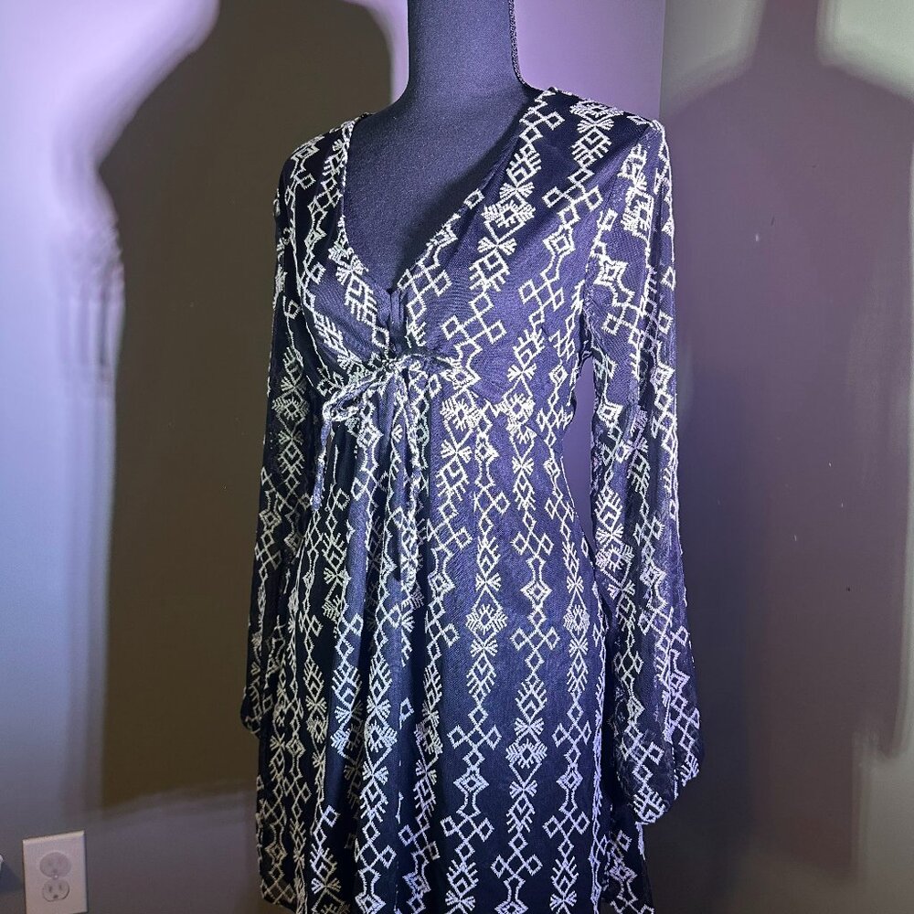 Refined Romantic Bohemian Black & White Empire Dress